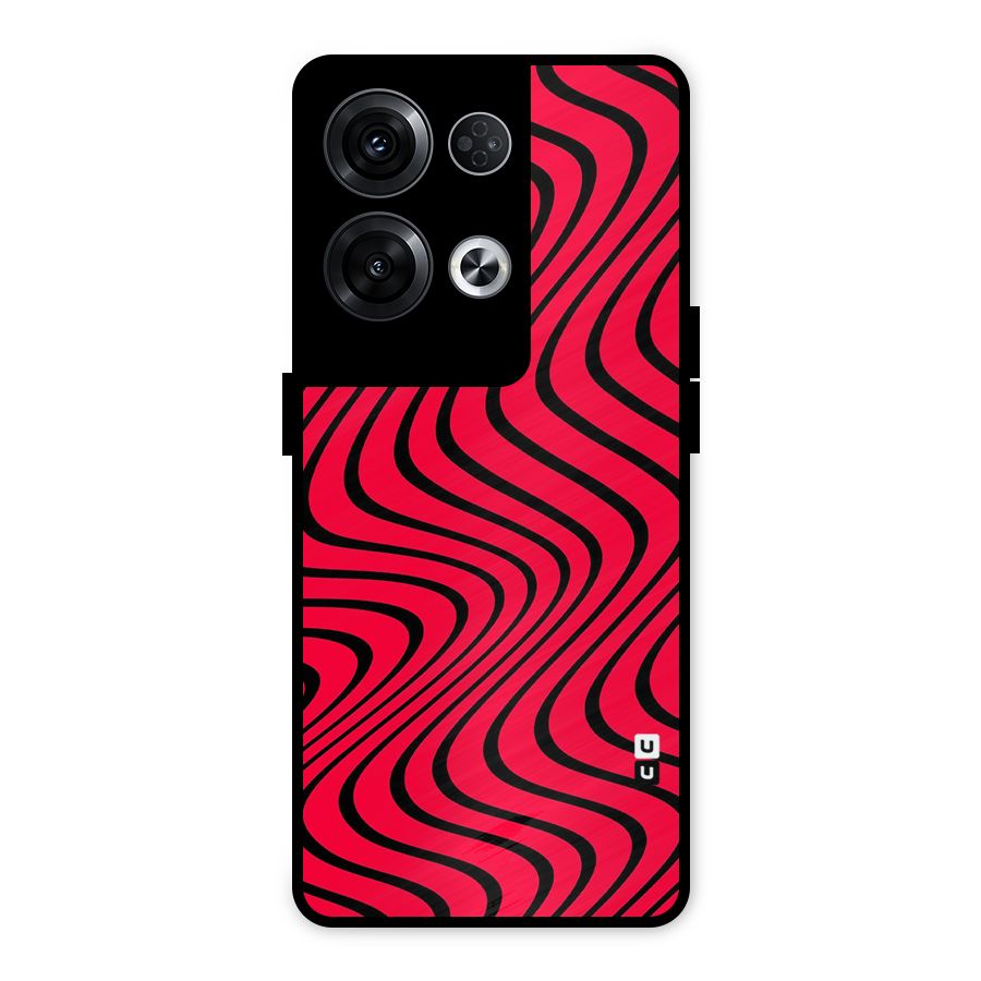 Waves Pattern Print Metal Back Case for Oppo Reno8 Pro 5G
