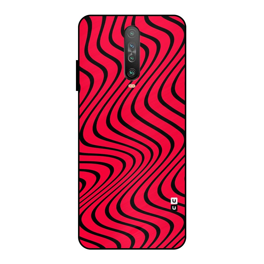 Waves Pattern Print Metal Back Case for Poco X2