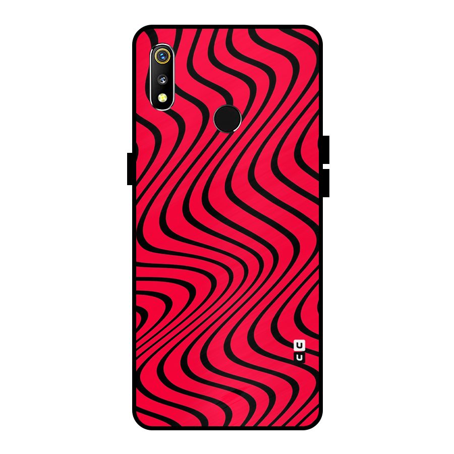 Waves Pattern Print Metal Back Case for Realme 3i