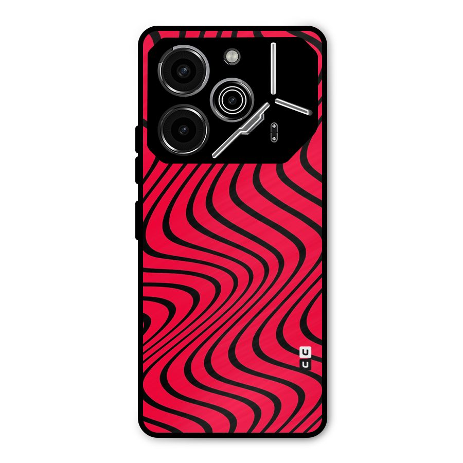 Waves Pattern Print Metal Back Case for Tecno Pova 6 Pro