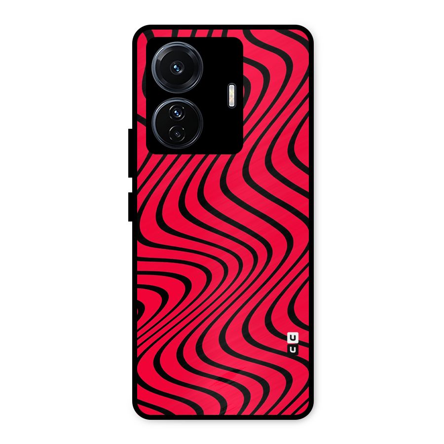 Waves Pattern Print Metal Back Case for Vivo T1 Pro