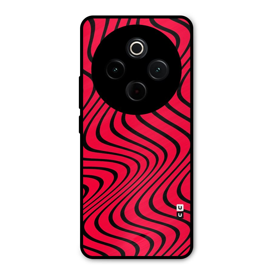 Waves Pattern Print Metal Back Case for Vivo T4