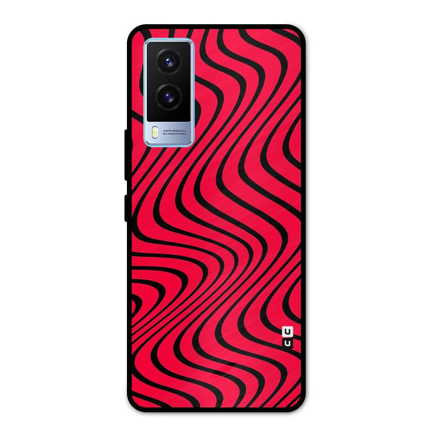 Waves Pattern Print Metal Back Case for Vivo V21e 5G
