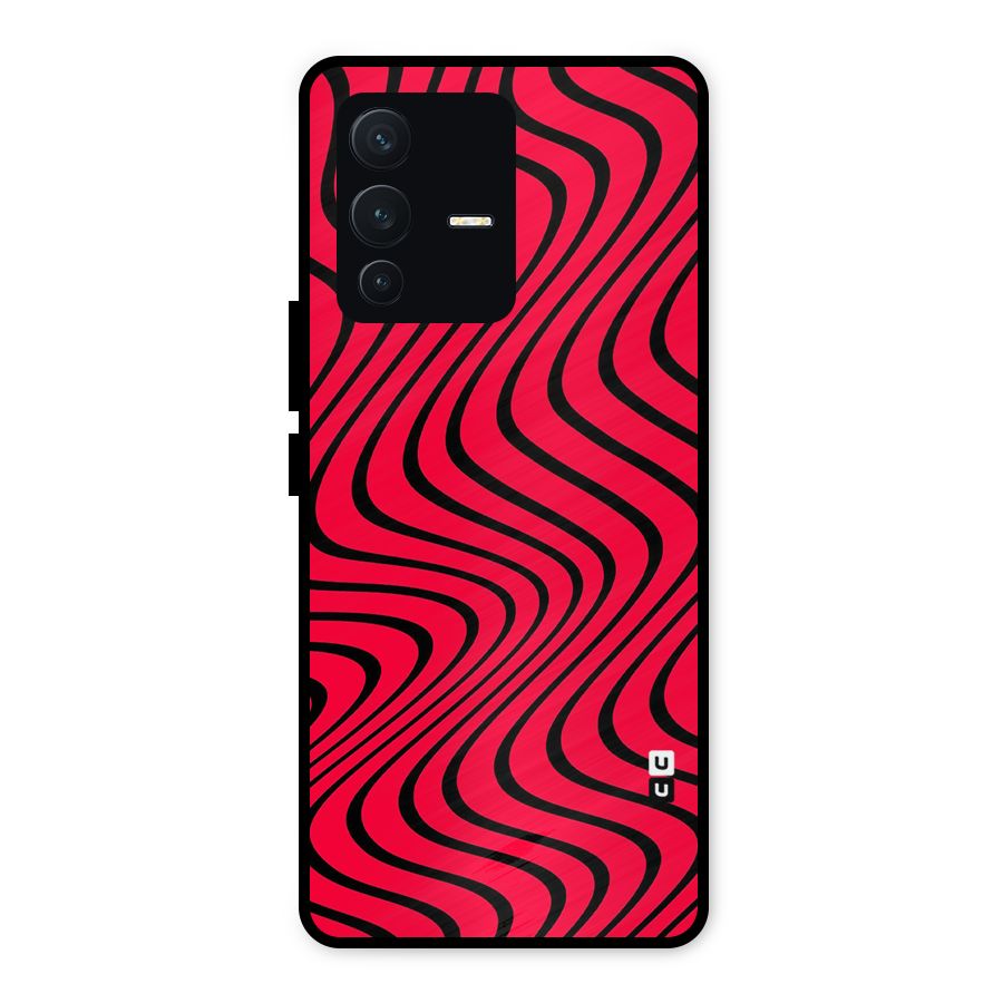 Waves Pattern Print Metal Back Case for Vivo V23 5G