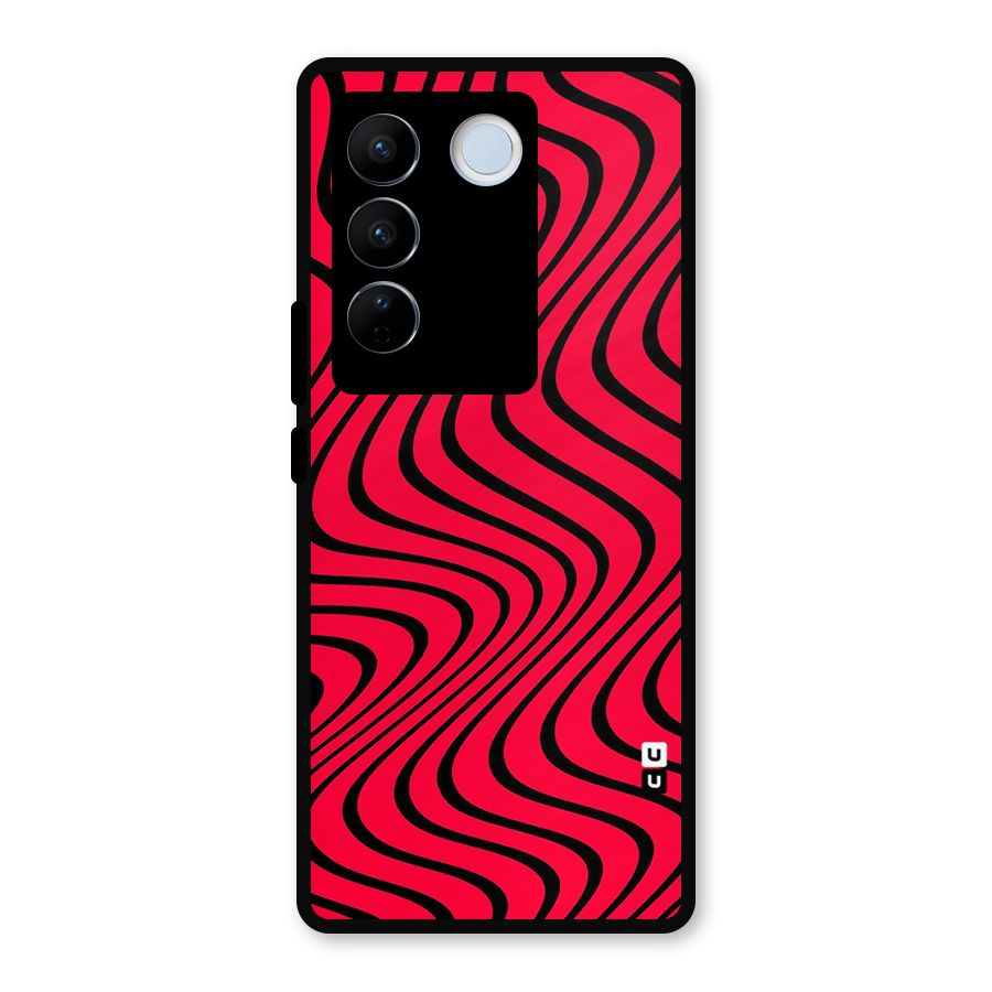Waves Pattern Print Metal Back Case for Vivo V27