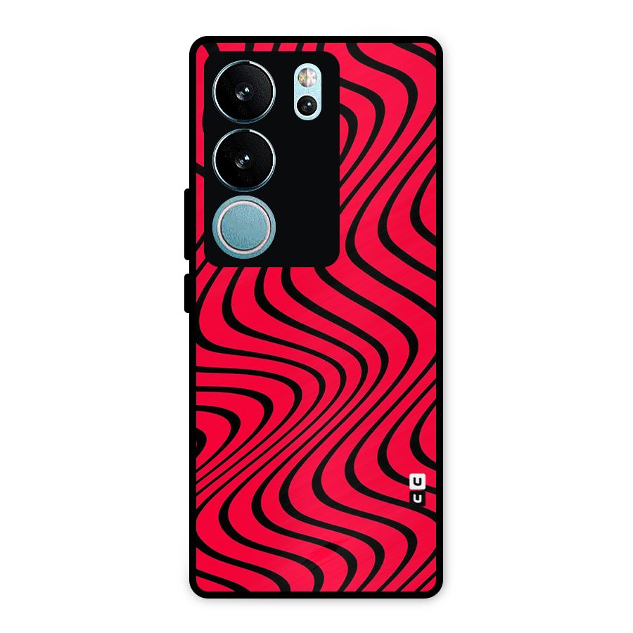 Waves Pattern Print Metal Back Case for Vivo V29
