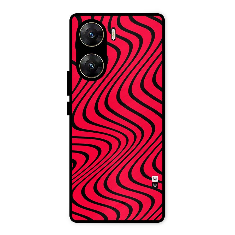 Waves Pattern Print Metal Back Case for Vivo V29e