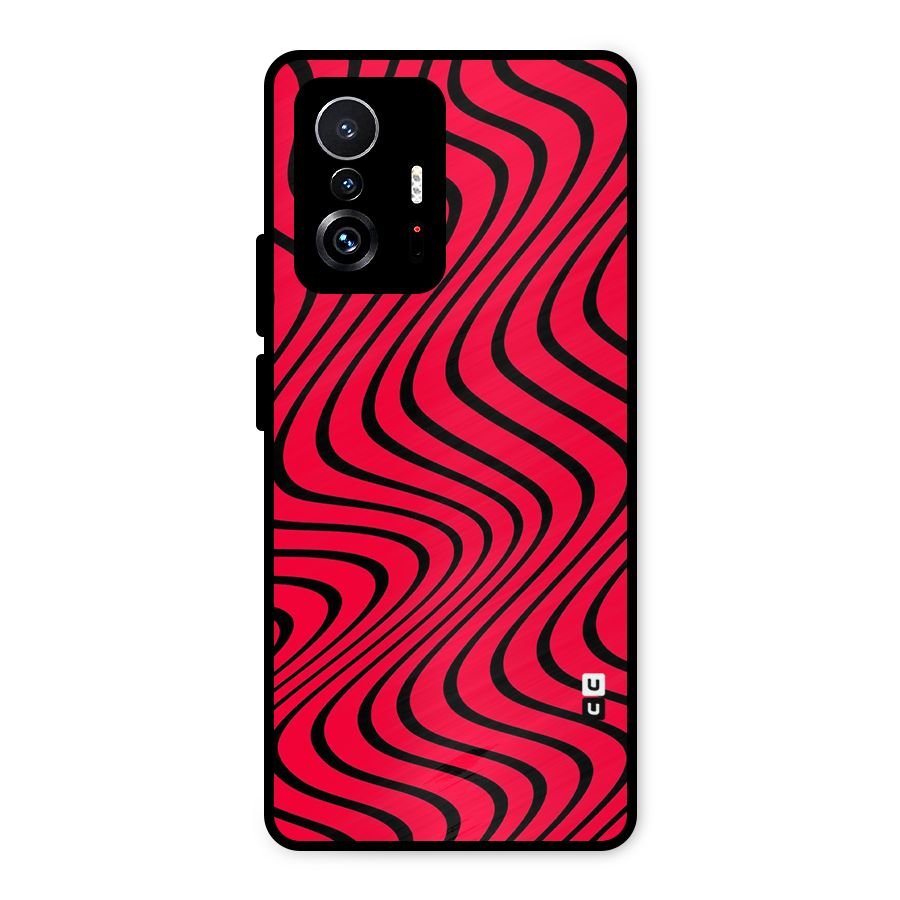 Waves Pattern Print Metal Back Case for Xiaomi 11T Pro