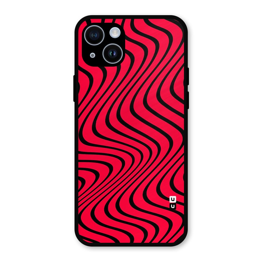 Waves Pattern Print Metal Back Case for iPhone 14