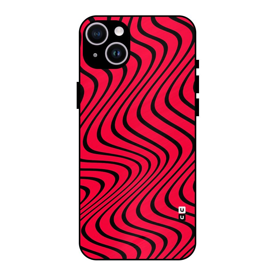Waves Pattern Print Metal Back Case for iPhone 14 Plus