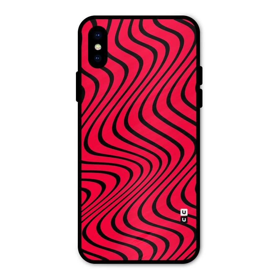 Waves Pattern Print Metal Back Case for iPhone XS