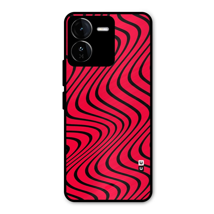 Waves Pattern Print Metal Back Case for iQOO Z9