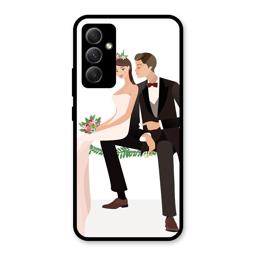Wedding Couple Glass Back Case for Galaxy A34