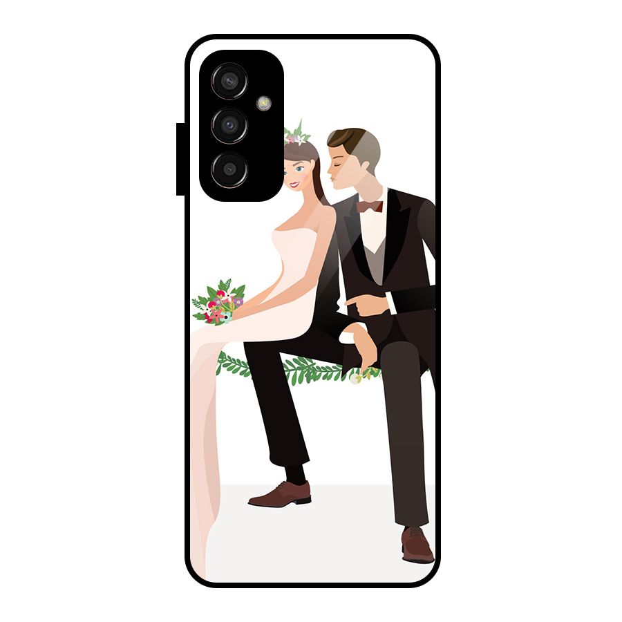 Wedding Couple Glass Back Case for Galaxy F13