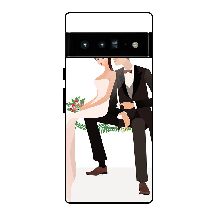 Wedding Couple Glass Back Case for Google Pixel 6 Pro