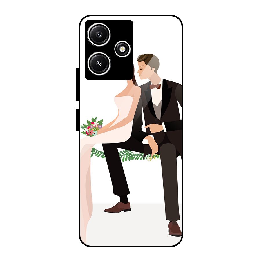 Wedding Couple Glass Back Case for Poco M6 Pro