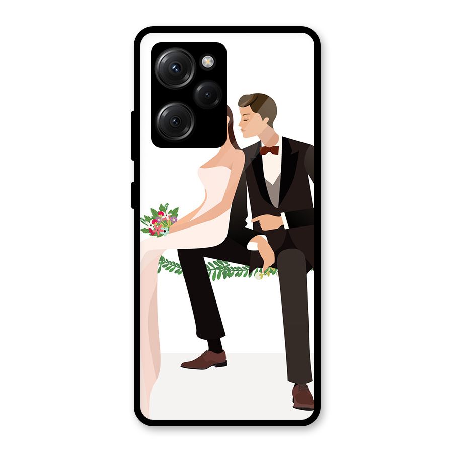 Wedding Couple Glass Back Case for Poco X5 Pro