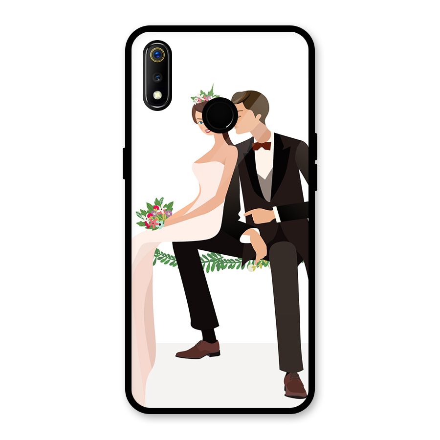 Wedding Couple Glass Back Case for Realme 3