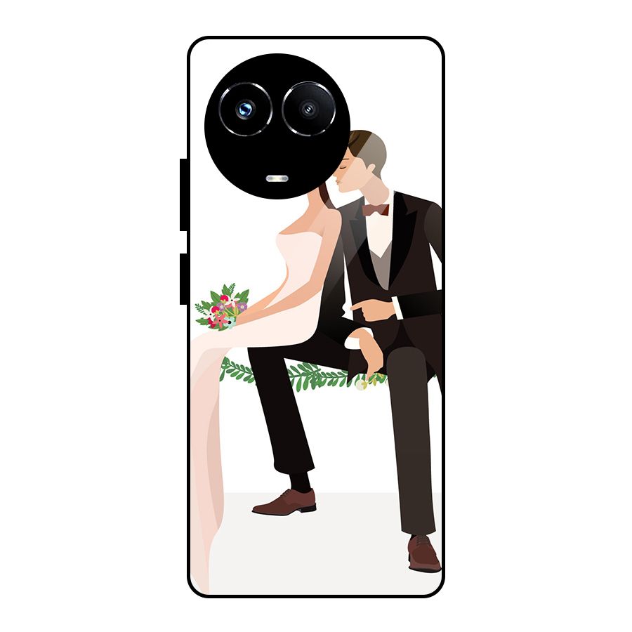 Wedding Couple Glass Back Case for Realme Narzo 60X