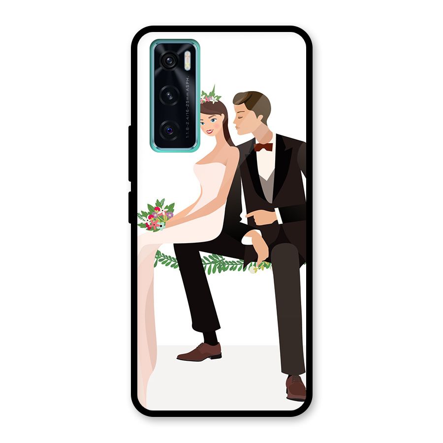 Wedding Couple Glass Back Case for Vivo V20 SE