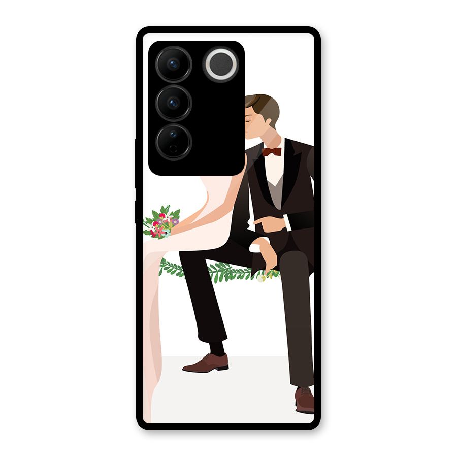 Wedding Couple Glass Back Case for Vivo V27