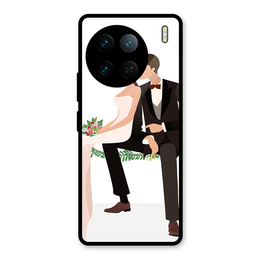 Wedding Couple Glass Back Case for Vivo X90 Pro