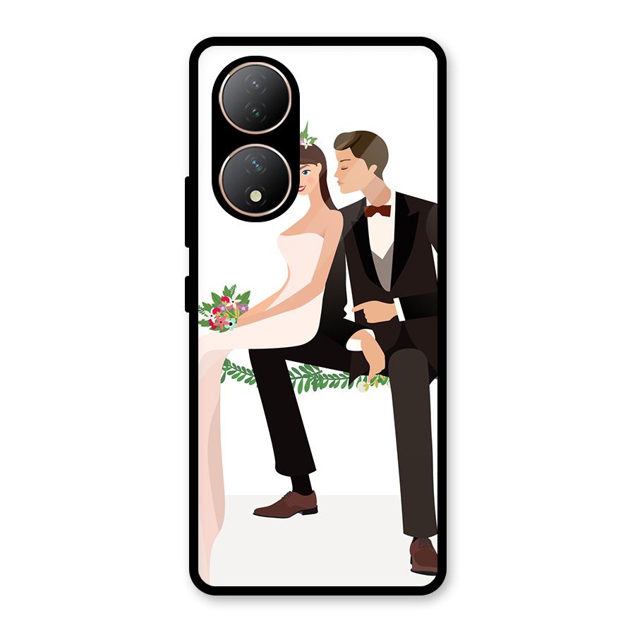 Wedding Couple Glass Back Case for Vivo Y100A