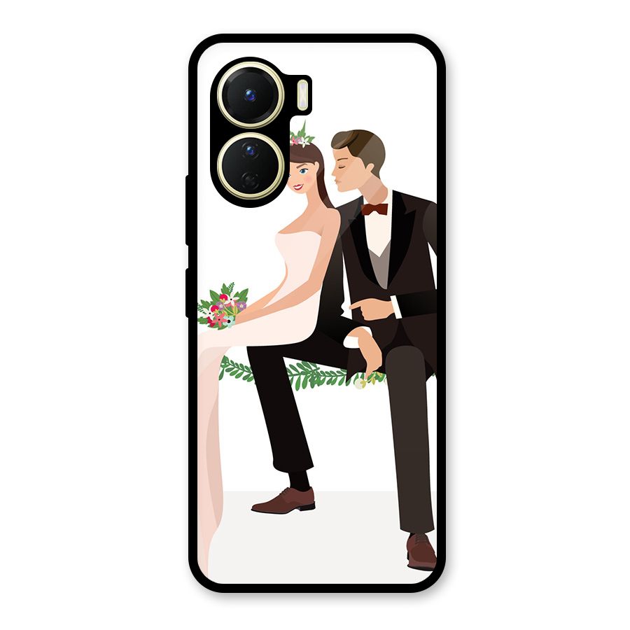Wedding Couple Glass Back Case for Vivo Y16