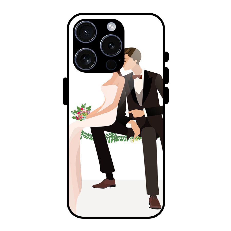 Wedding Couple Glass Back Case for iPhone 15 Pro