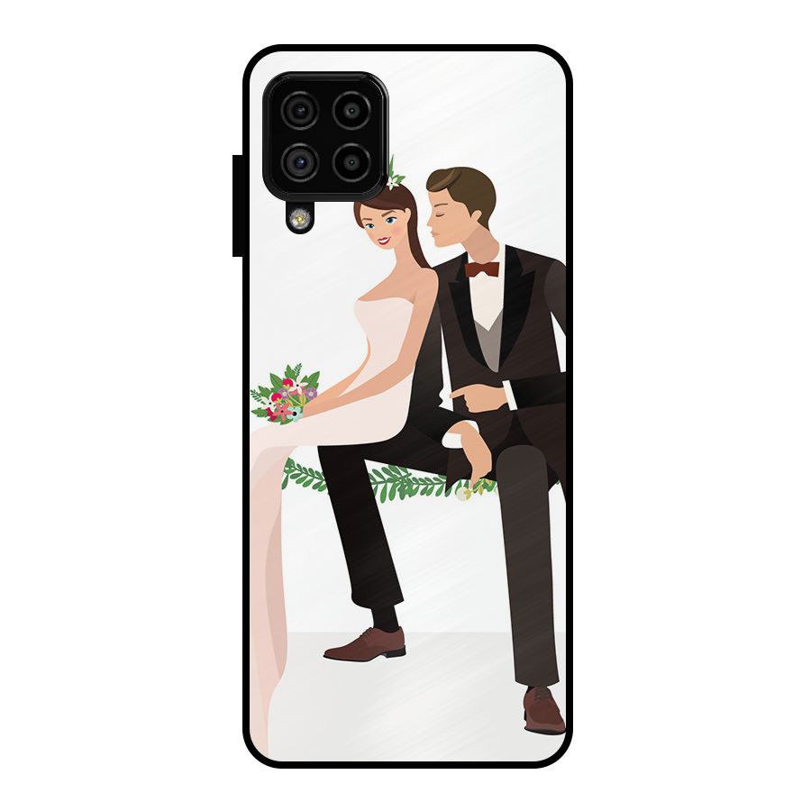 Wedding Couple Metal Back Case for Galaxy A22 4G