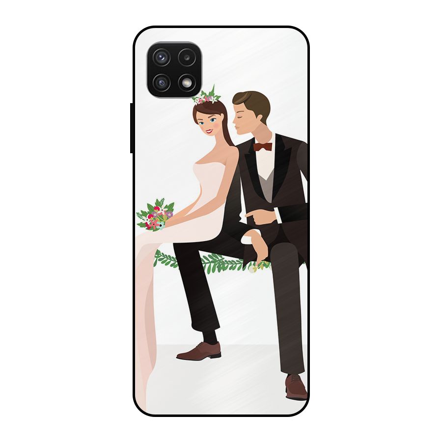 Wedding Couple Metal Back Case for Galaxy A22 5G