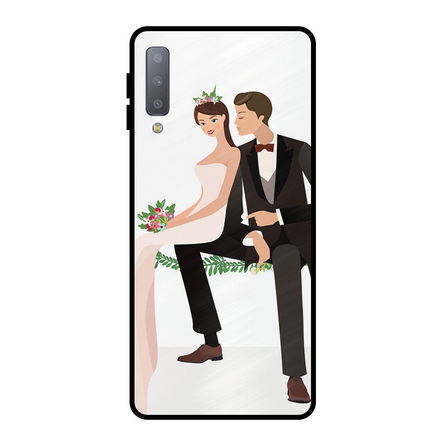 Wedding Couple Metal Back Case for Galaxy A7 (2018)