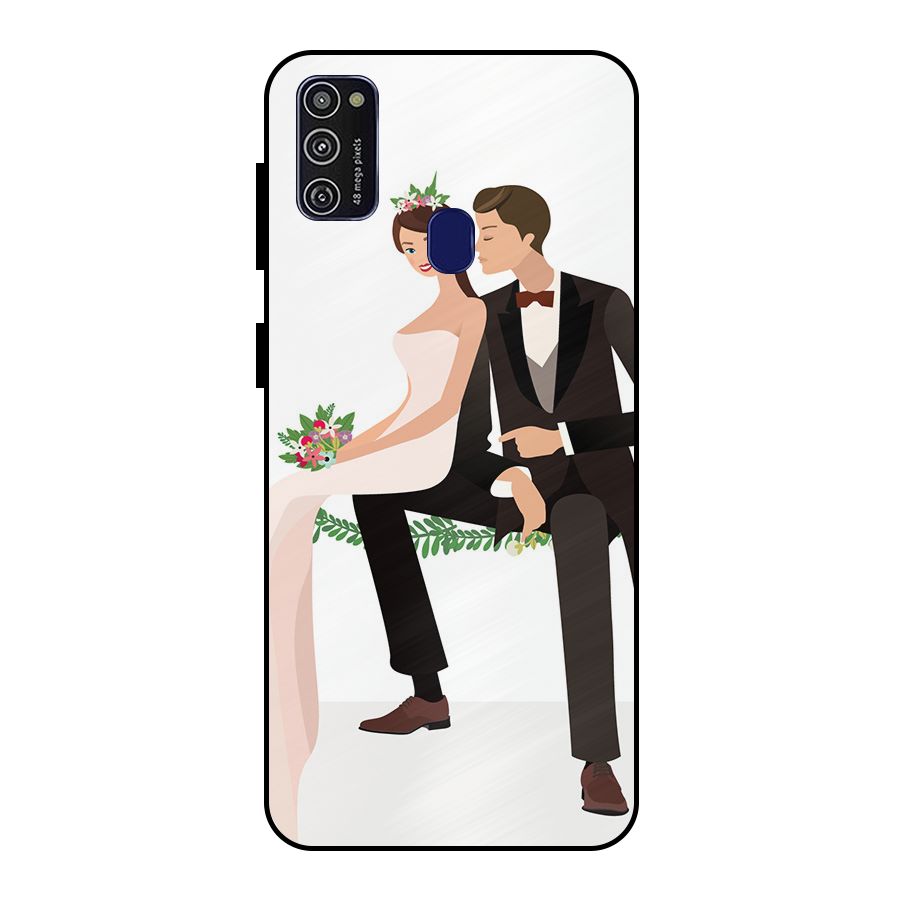 Wedding Couple Metal Back Case for Galaxy M21