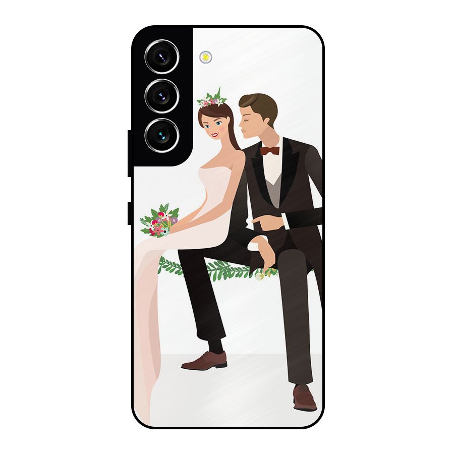 Wedding Couple Metal Back Case for Galaxy S22 5G