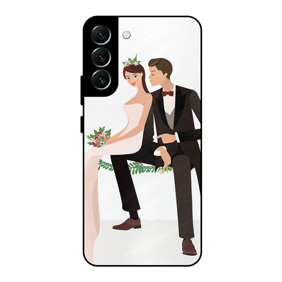 Wedding Couple Metal Back Case for Galaxy S22 Plus 5G