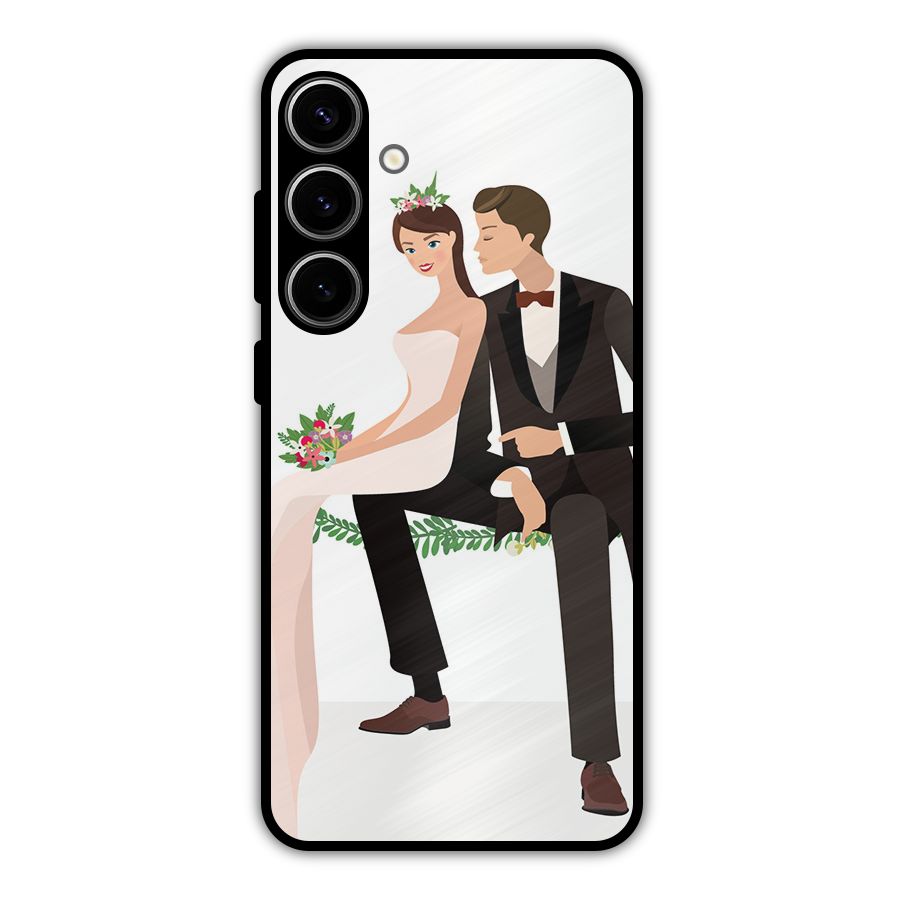 Wedding Couple Metal Back Case for Galaxy S24 Plus