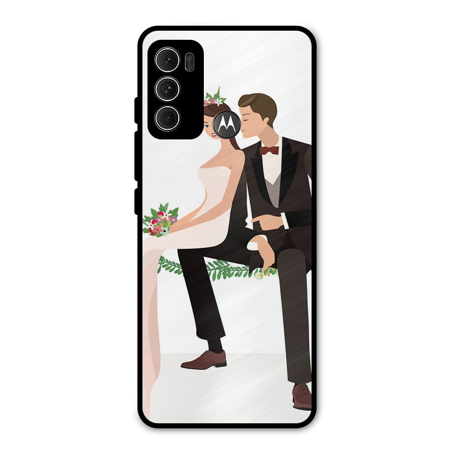 Wedding Couple Metal Back Case for Moto G60