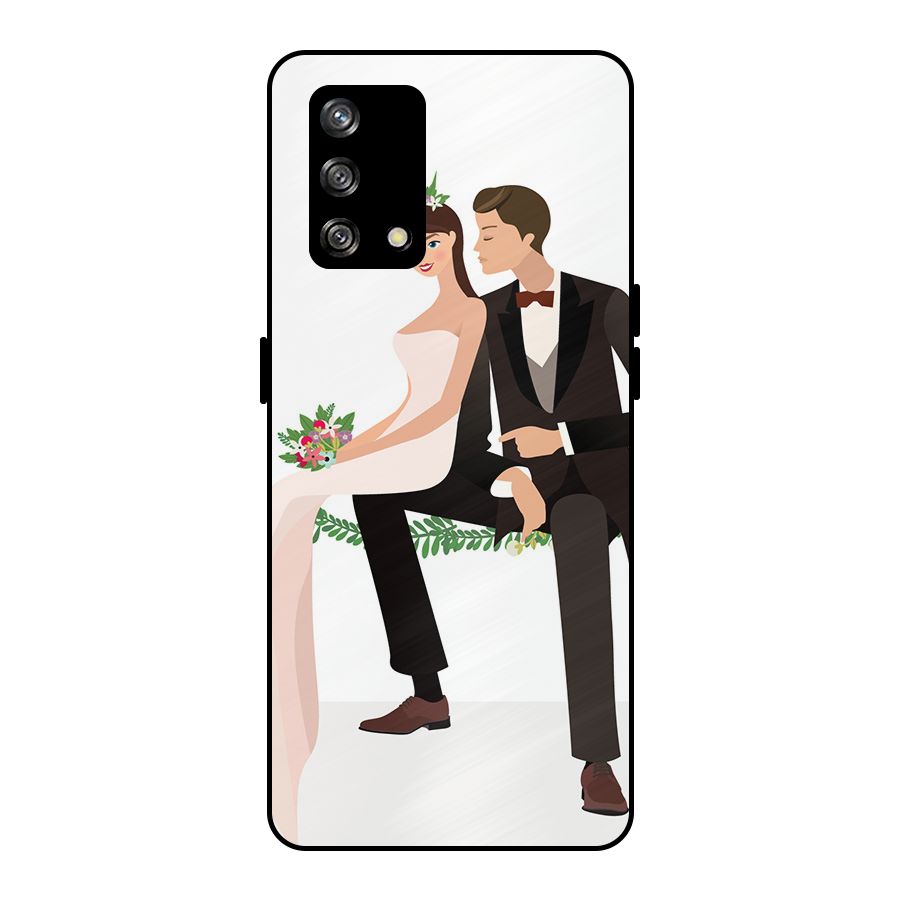 Wedding Couple Metal Back Case for Oppo F19