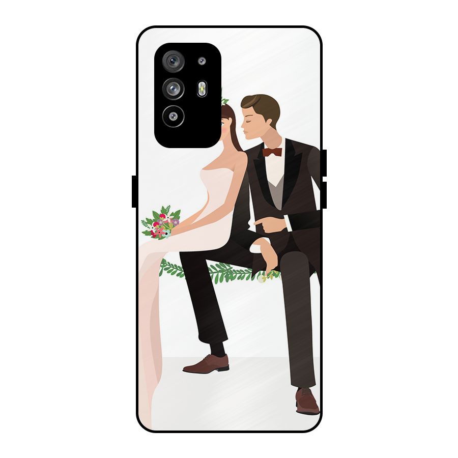 Wedding Couple Metal Back Case for Oppo F19 Pro Plus 5G