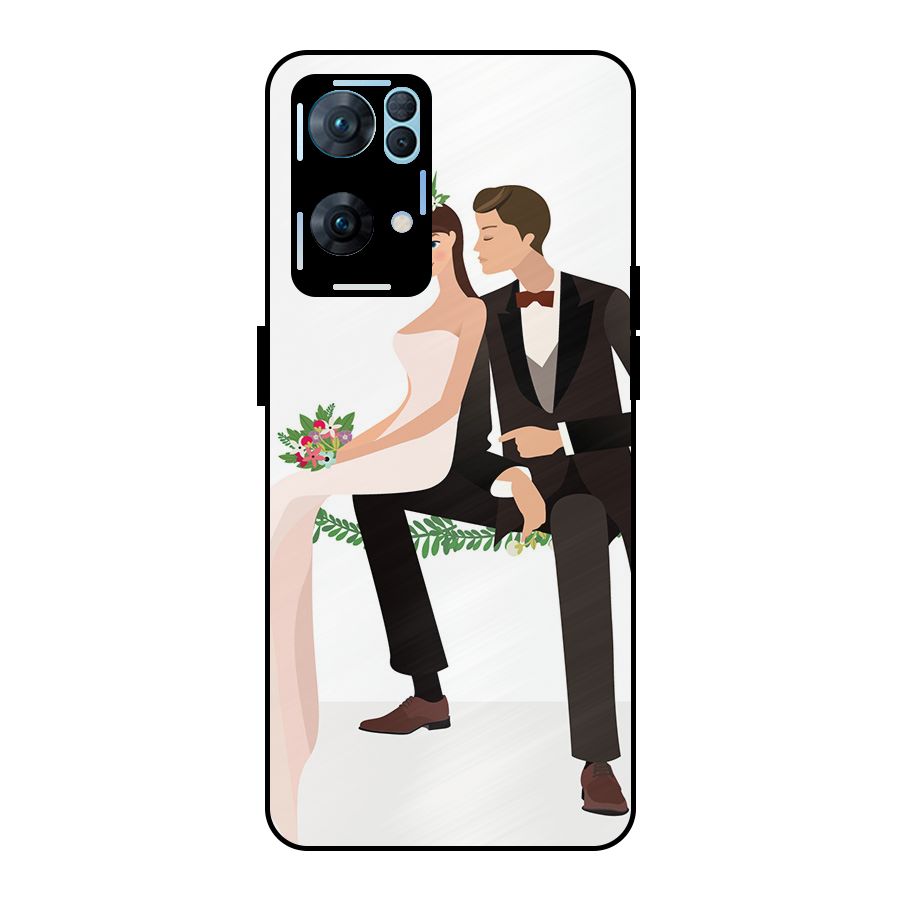 Wedding Couple Metal Back Case for Oppo Reno7 Pro 5G
