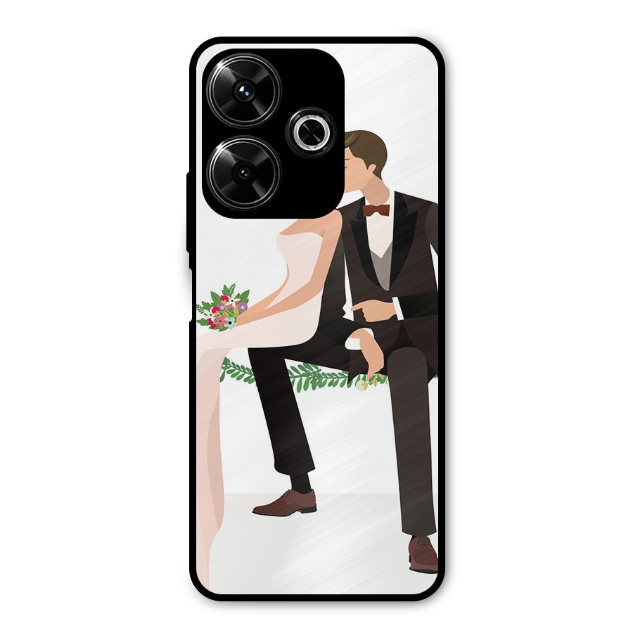 Wedding Couple Metal Back Case for Poco M6 Plus