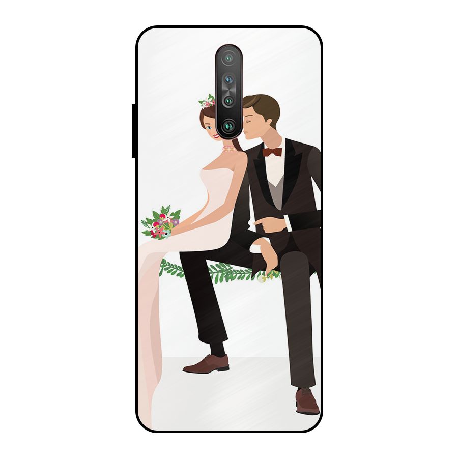 Wedding Couple Metal Back Case for Poco X2
