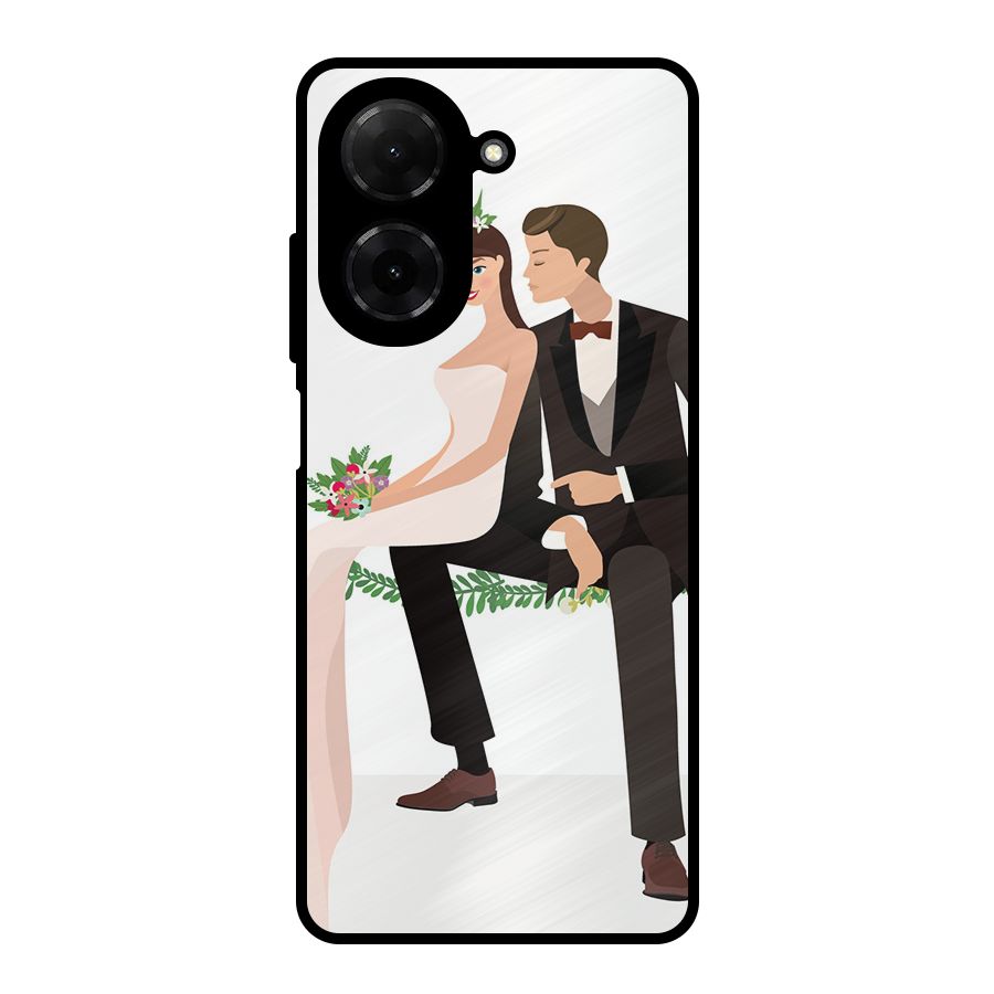 Wedding Couple Metal Back Case for Redmi A5 4G