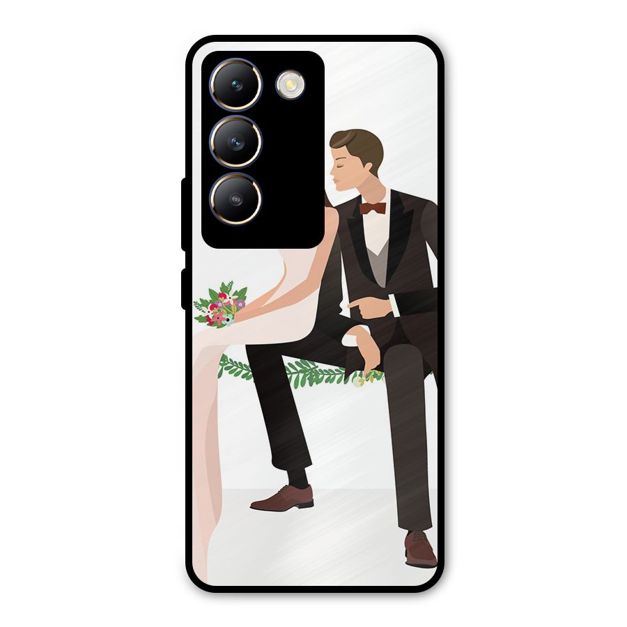Wedding Couple Metal Back Case for Vivo T3 5G
