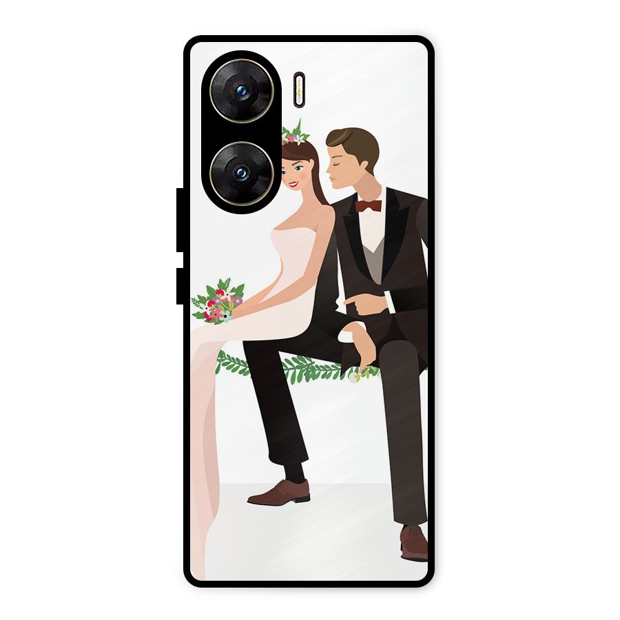 Wedding Couple Metal Back Case for Vivo V29e