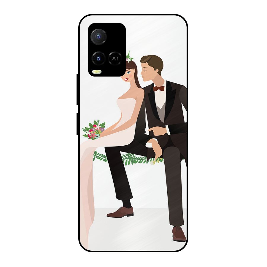 Wedding Couple Metal Back Case for Vivo Y21T