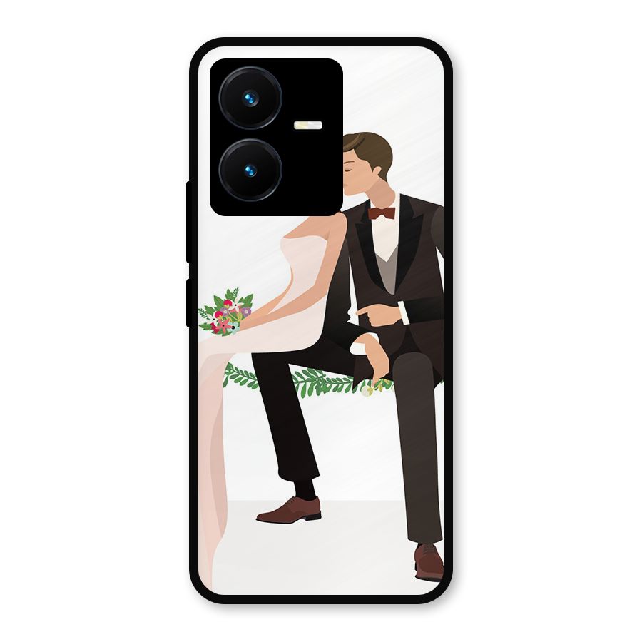 Wedding Couple Metal Back Case for Vivo Y22s