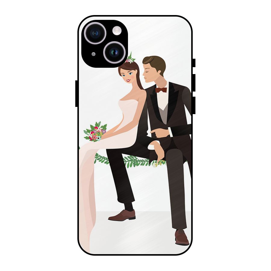 Wedding Couple Metal Back Case for iPhone 14 Plus