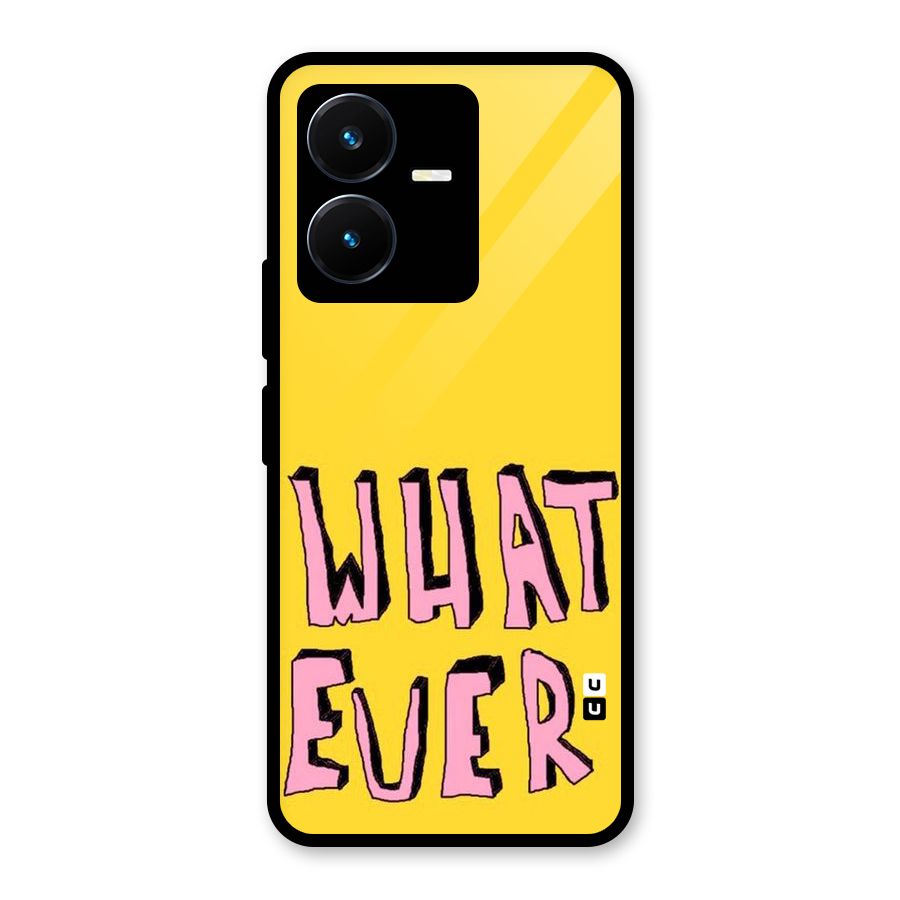 Whatever Yellow Glass Back Case for Vivo Y22s