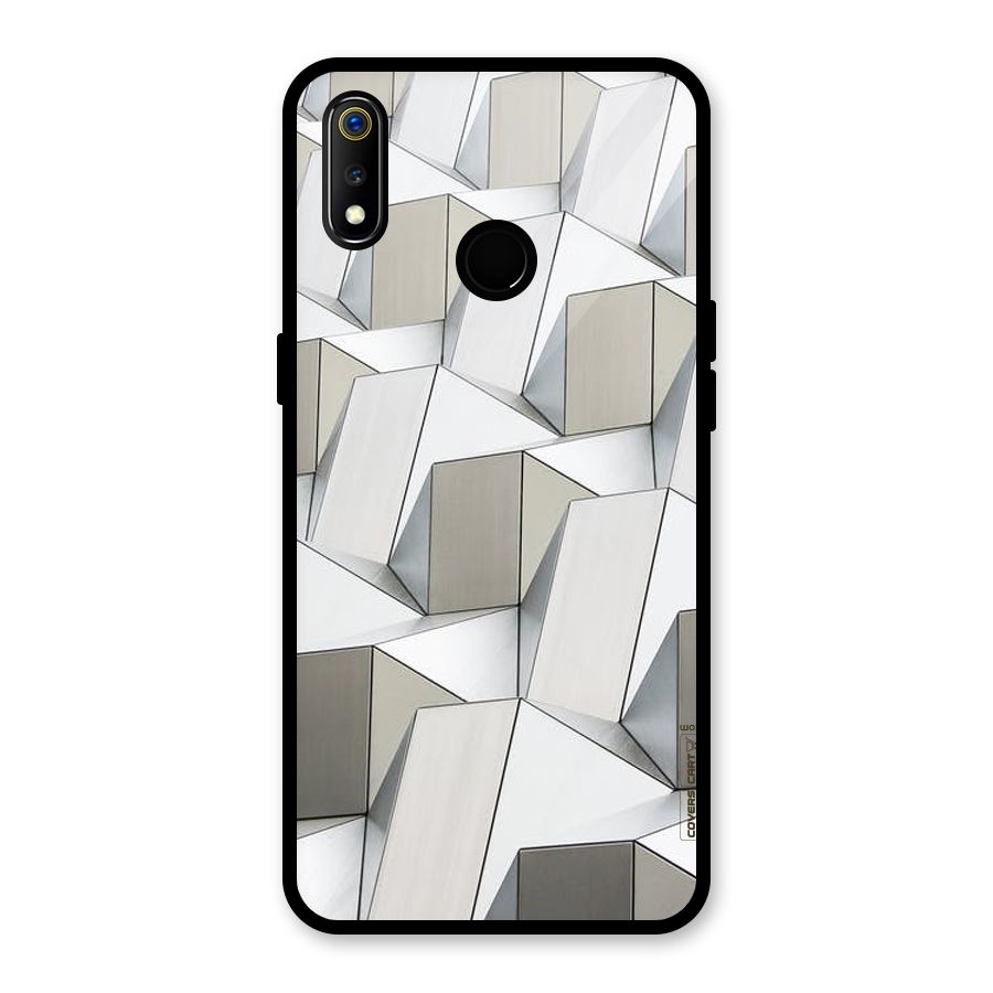 White Abstract Art Glass Back Case for Realme 3